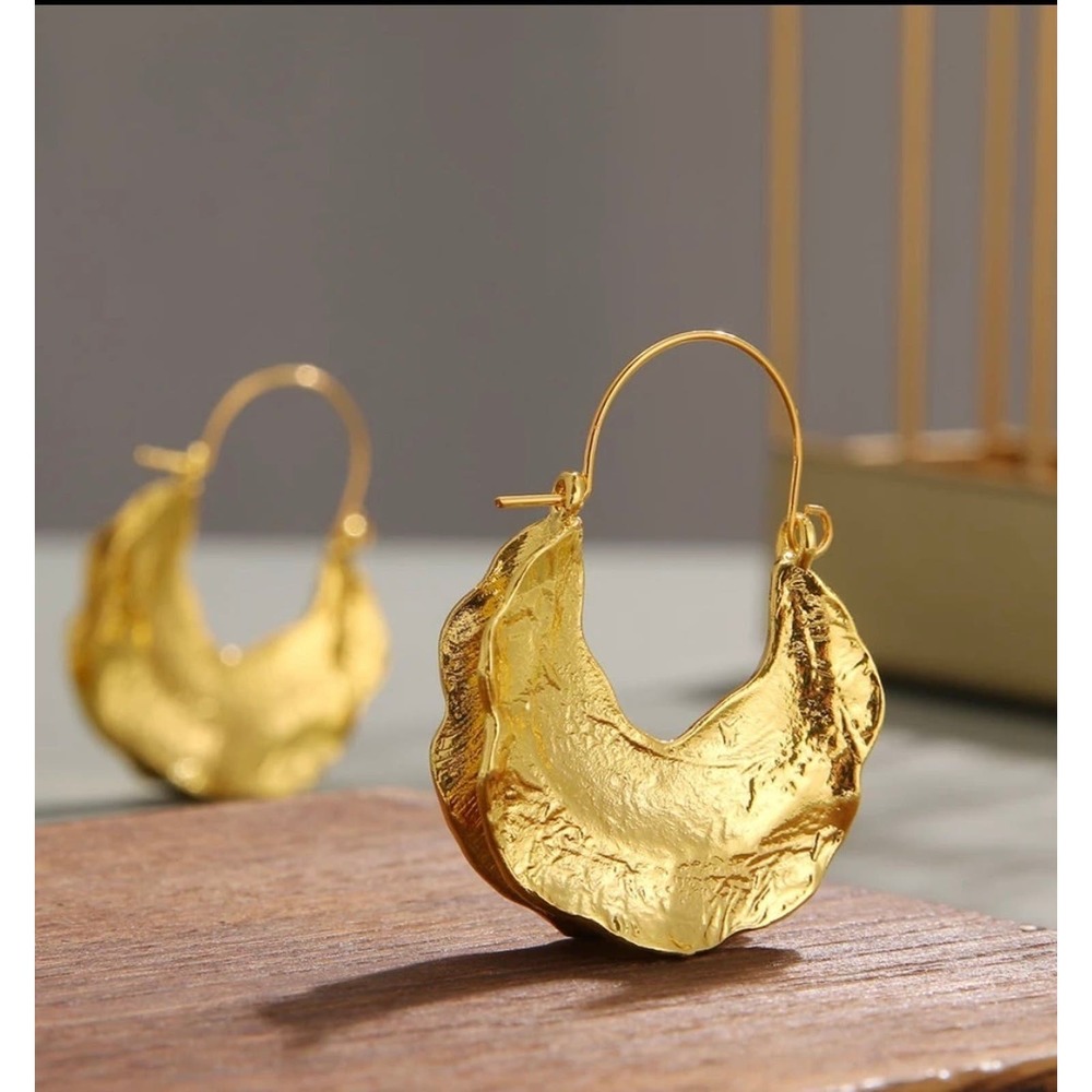 NEW Anthropologie Earrings Brut Gold Molten Metal AP14